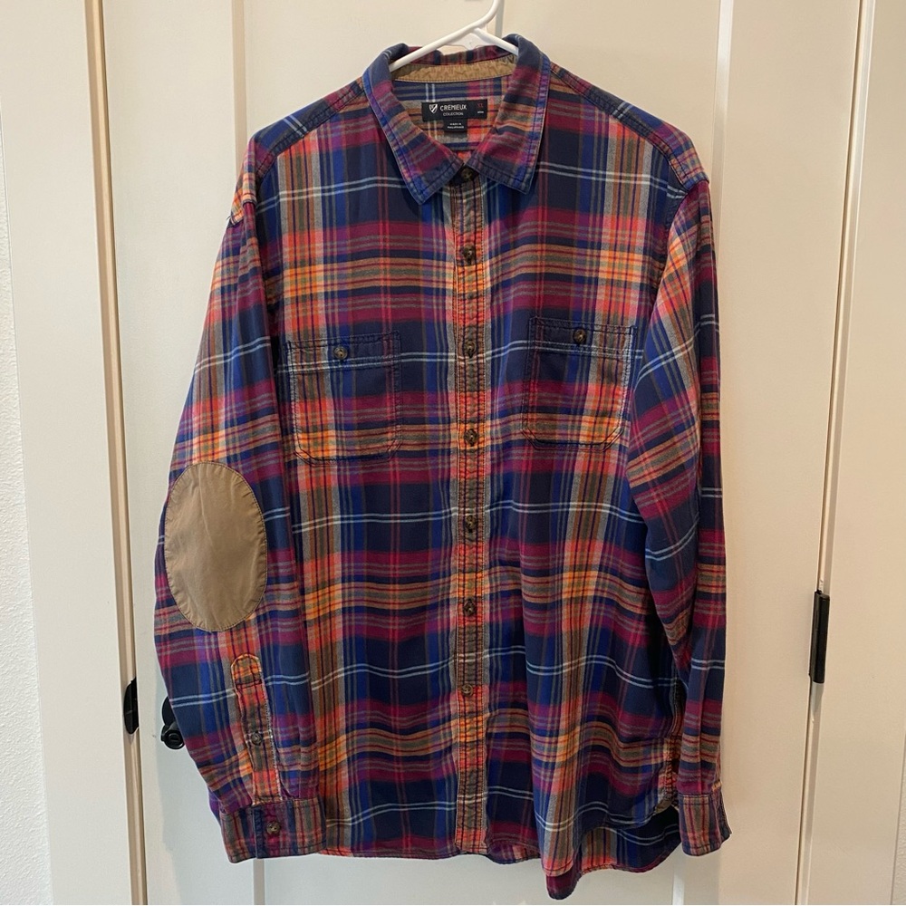 Cremieux Collection Men’s Long Sleeve Flannel‎ Shirt.  Blue/Purple Plaid. XL